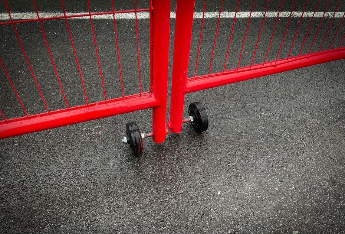 Bouwhekdeur dubbele voertuig deur - anti-climb rood