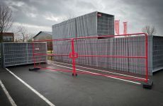 Bouwhekdeur dubbele voertuig deur - anti-climb rood