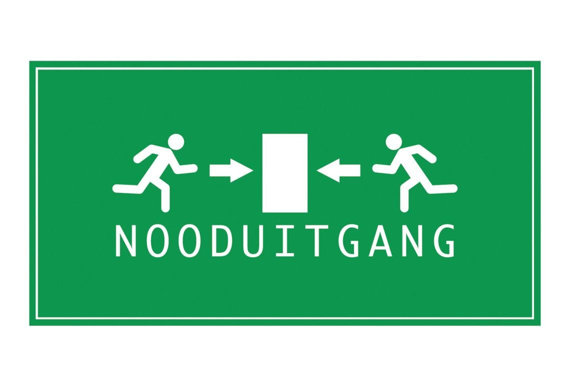 Bouwhekbanner 338 x 175 cm Nooduitgang