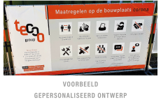 Voorbeeld | Gepersonaliseerde Bouwhekbanner - Bouwplaats Maatregelen