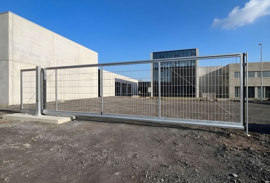 Schuifpoort Semi permanent - zijaanzicht - gemonteerd